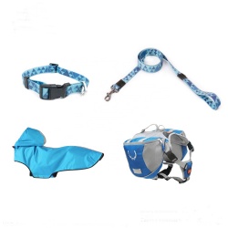 Dog Raincoat Backpack Collar Leash Set